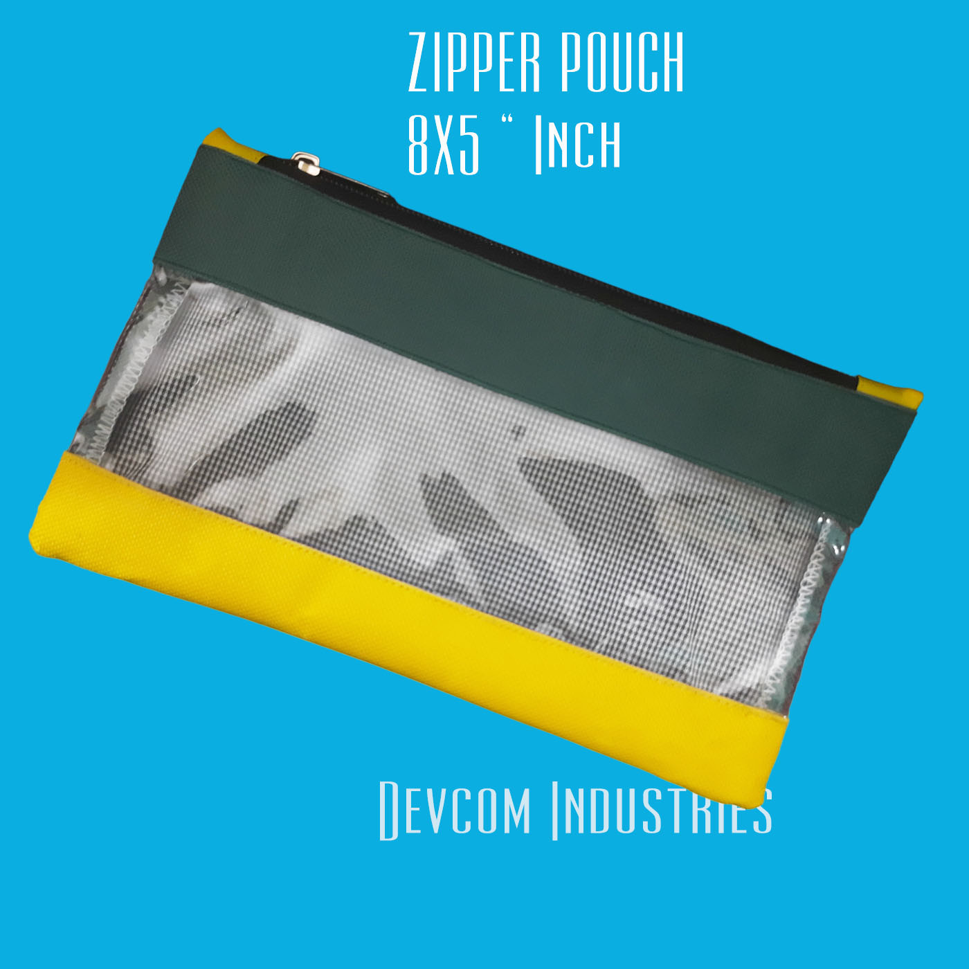 Zipper Pouch 8 x 5 Inch with Transparent Window