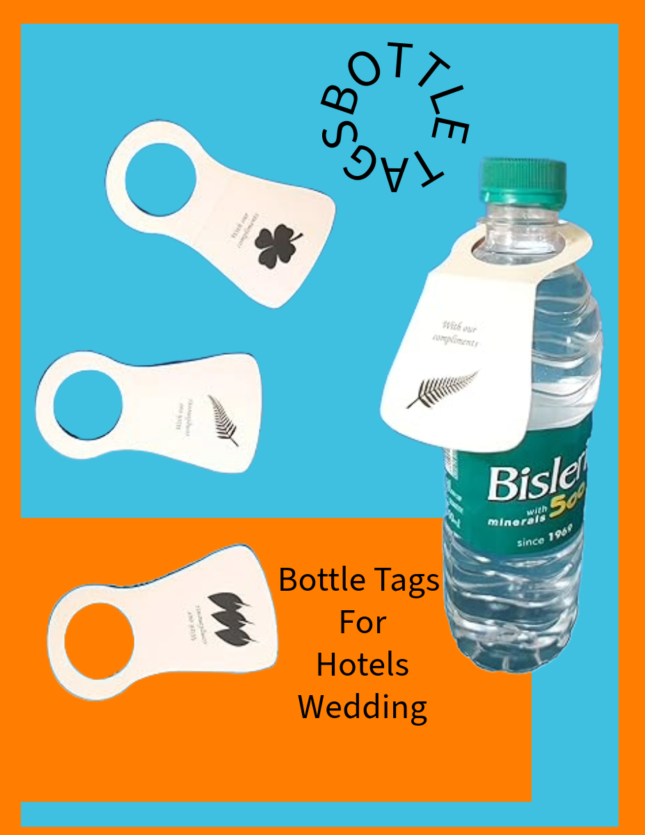 500-pcs-Complimentary Printed water Bottle Tags for Hotels-Resorts-Homestays in India-500 Personalized Water Bottle Tags for Hotel and wedding use.: Complimentary Custom Labels for Resorts & Hotels ro