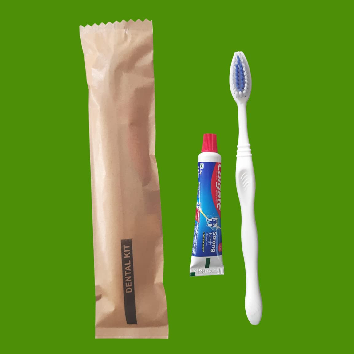 Zicniccom-50-sets-Eco-friendly Dental Kit for Hotel use, thoughtfully packed in a Kraft paper pouch, containing 50 sets of dentalkits for Hotel,Hospitals,Weddding,Homestays and Resorts.