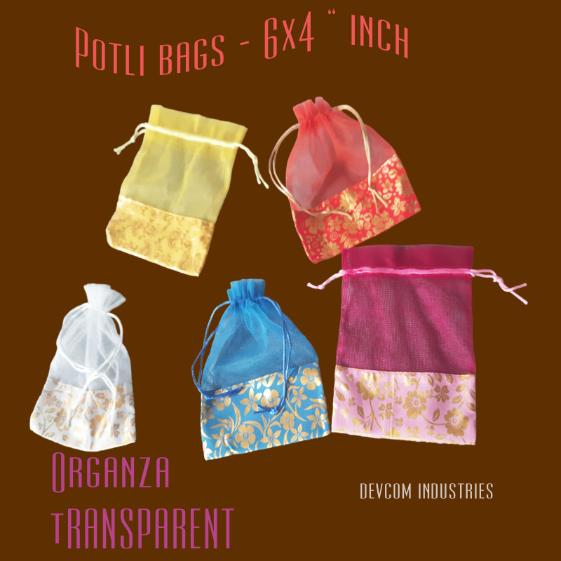 30 pcs-Multi color-Assorted-Organza Potli Bags Adding a Delicate Touch to Fashion to gifts 6x4 inch with Drawstrings