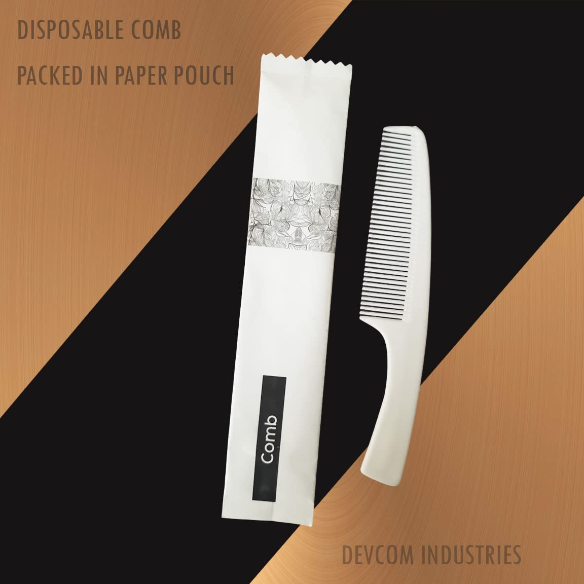 Elevate Guest Experiences: (50 SETS )PAPER POUCH-PACKED Hair Combs for Hotels & Spas